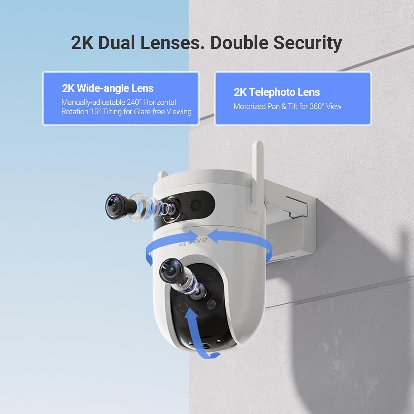EZVIZ by Hikvision|4k H9C Dual-Lens (5MP+5MP) Pan & Tilt Wi-Fi Camera