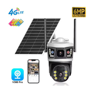 6MP Dual Lens Solar 4G PTZ Camera with 18000mAH Battery and Solar Panel