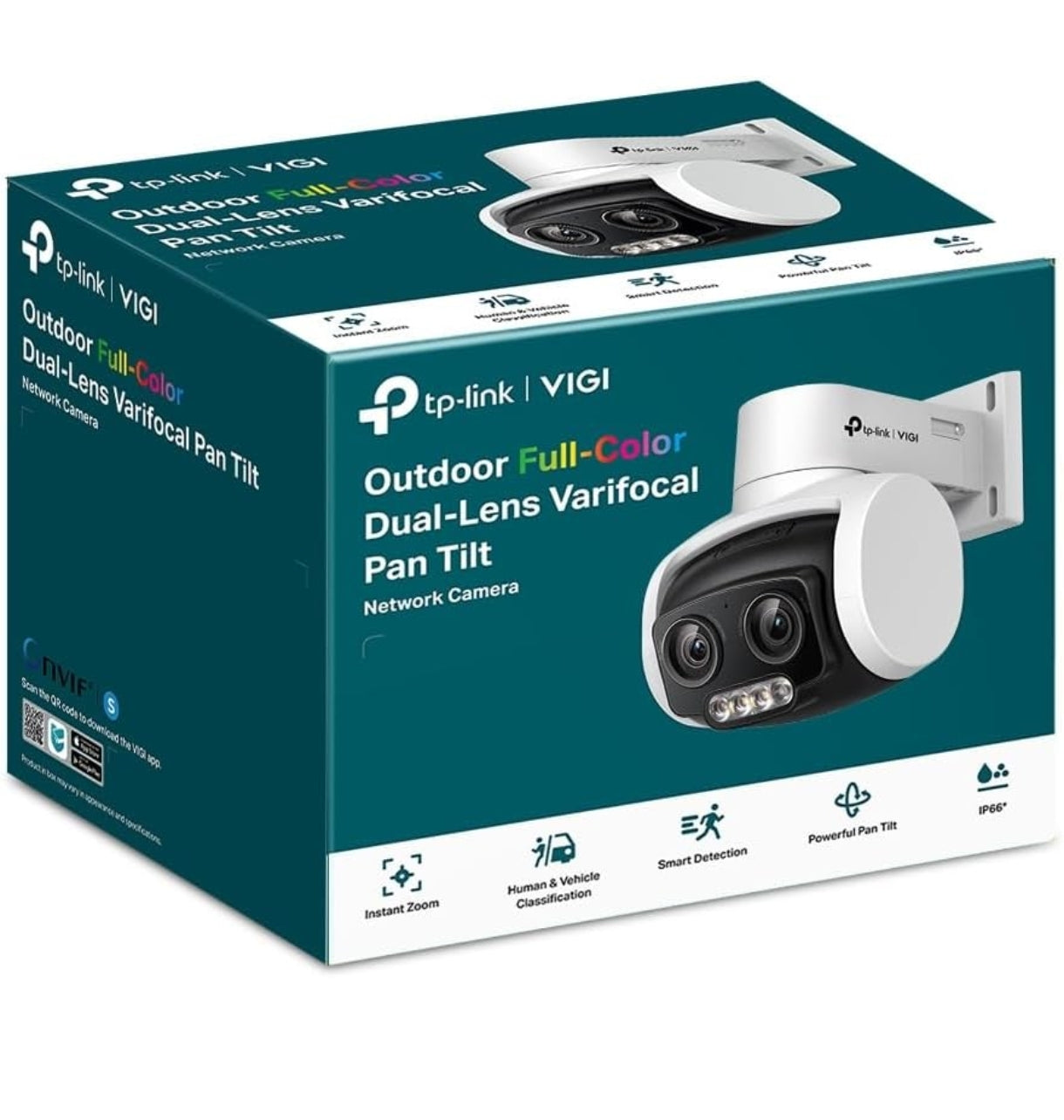TP-Link VIGI C540V 4MP Outdoor Full-Color Dual-Lens Varifocal Pan Tilt Network Camera | Super-High Definition|3× Zoom